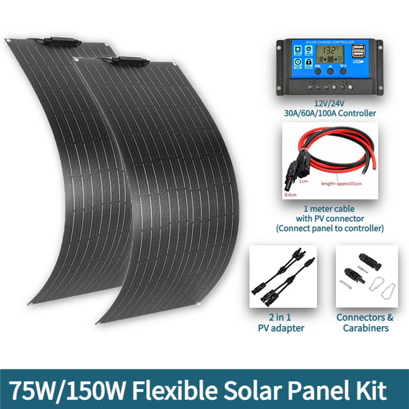 Renewable Energy Kits - Flexible Solar Panel 75W 150W 18V