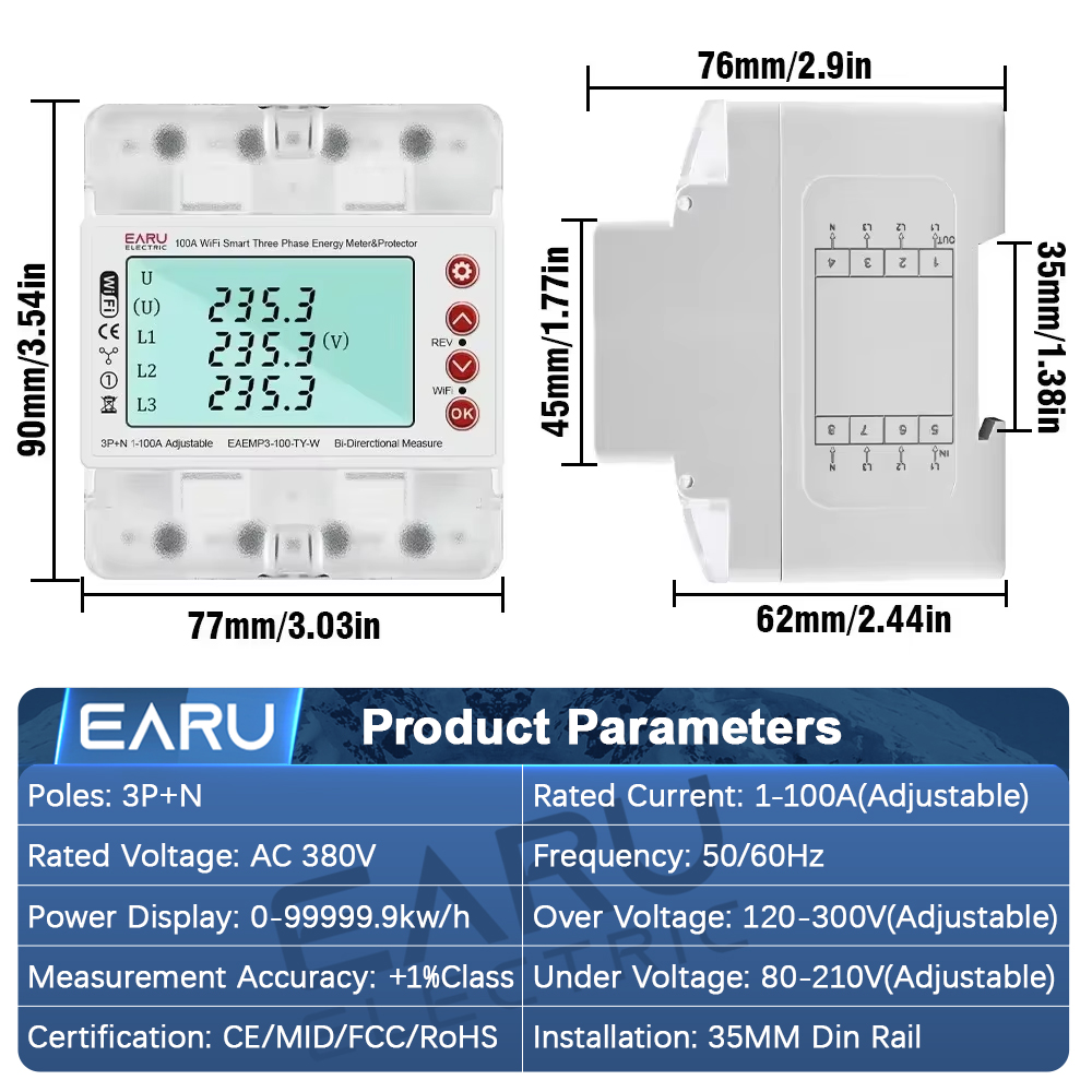 EARU Three Phase Tuya WiFi Sma - Ac Surge Protector review and price